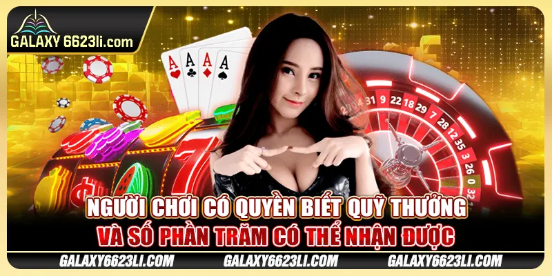 Người chơi có quyền biết quỹ thưởng và số phần trăm có thể nhận được
